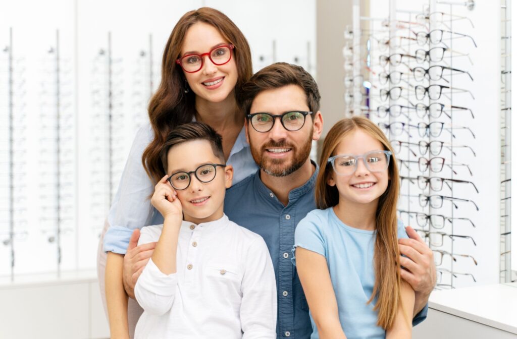 An optometrist assesses a patient's vision during their routine eye exam.